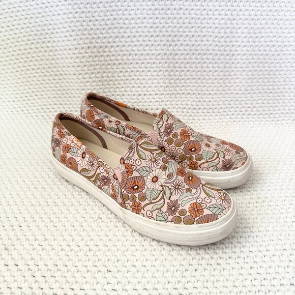 Keds Blush Pink Groovy Floral Print Double Decker Slip On Sneakers Talbots 7.5 - Picture 9 of 9